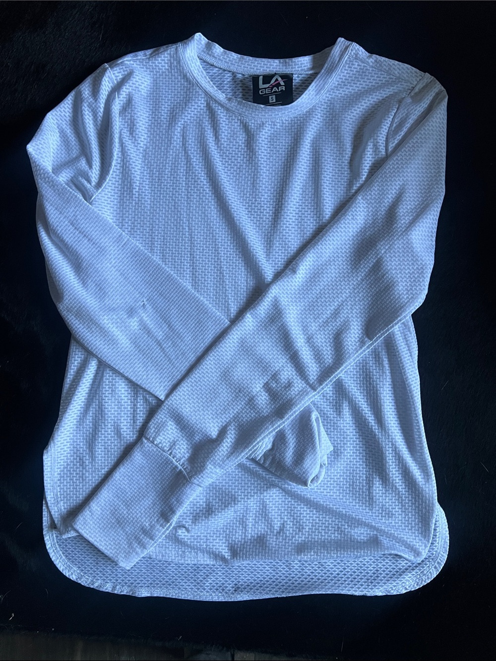 WOMENS THERMAL WHITE TRANSPARENT AND SOLID PATTERN SPORTS LONG- SLEEVE
